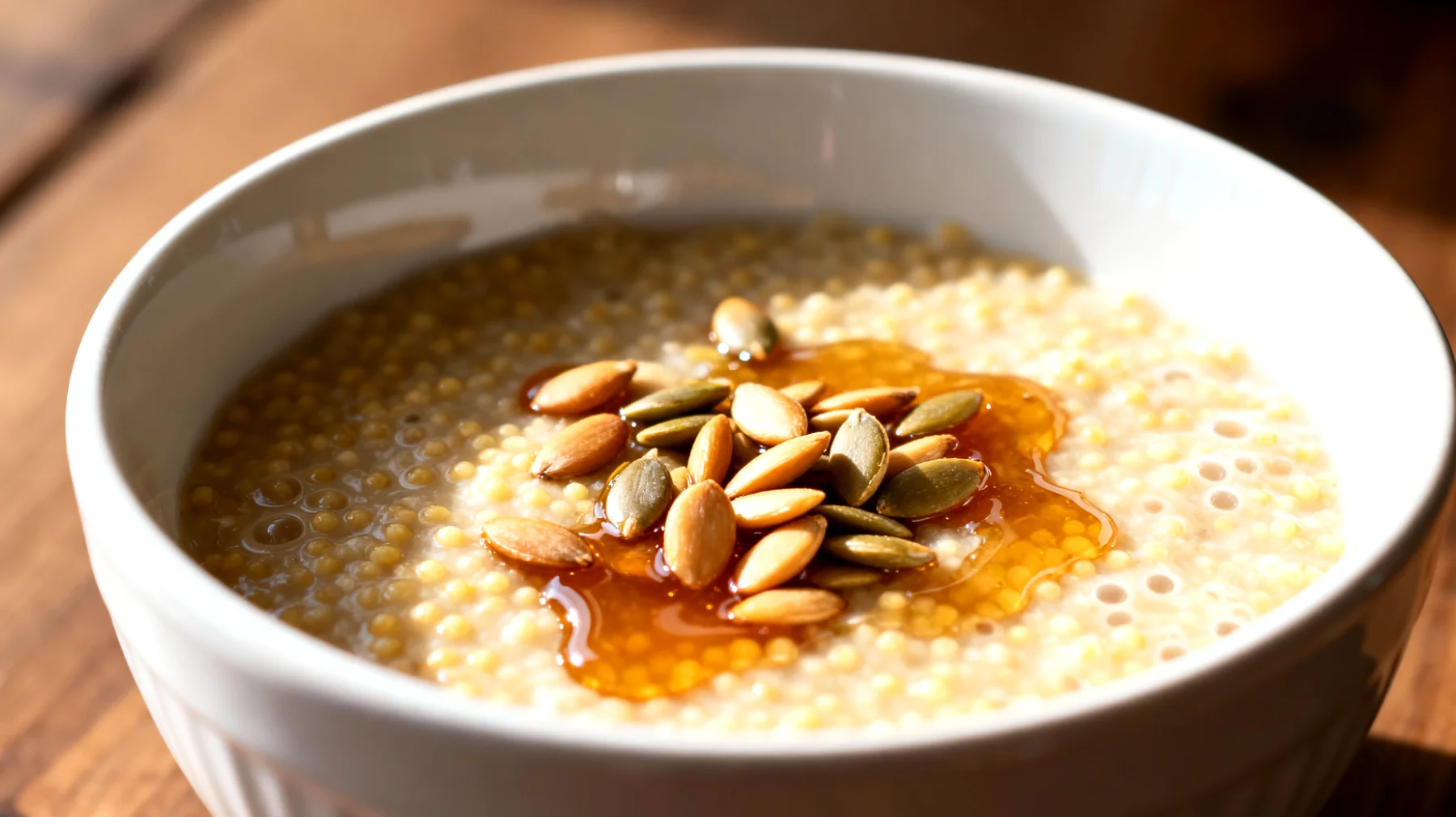 Porridge di miglio con semi di zucca e miele di castagno"