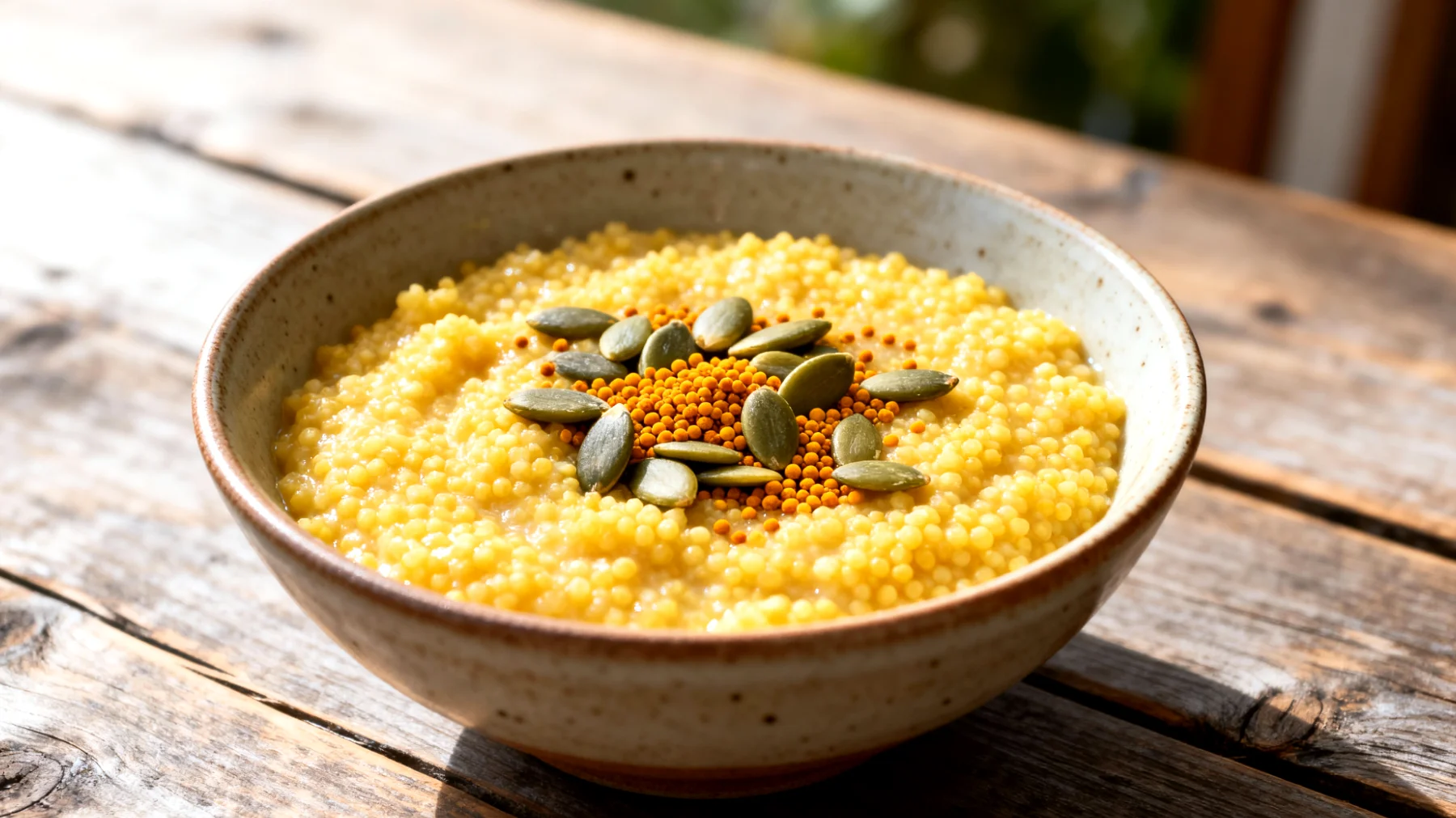 Porridge di miglio con semi di zucca e polline d'api"