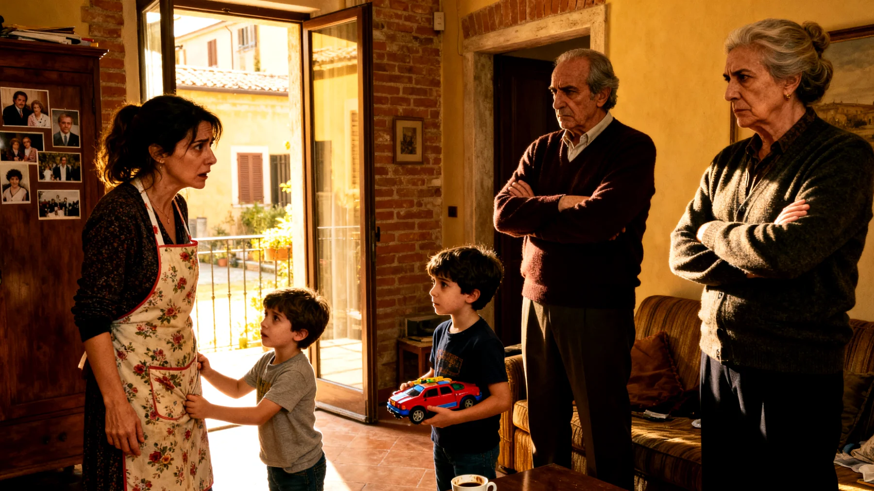 Una mamma si trova in conflitto continuo con i suoceri che criticano il suo metodo educativo davanti ai bambini, minando la sua autorità genitoriale e creando confusione nei piccoli sulle regole da seguire"