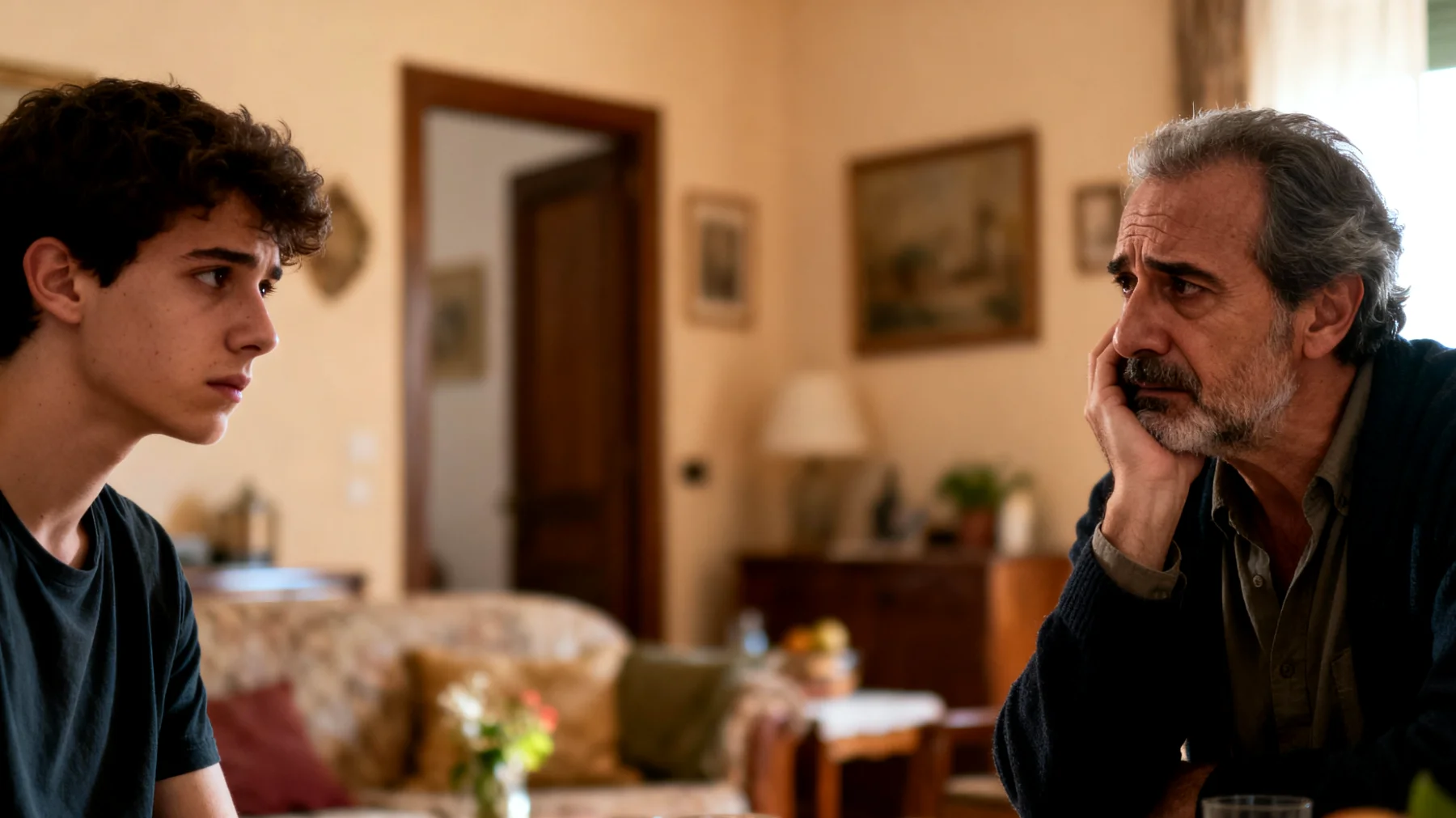 Un papà preoccupato per il futuro lavorativo e l'autonomia del figlio giovane adulto che fatica a trovare la propria strada professionale, mostra incertezza nelle scelte e sembra privo di ambizioni chiare, generando nel padre ansia per la sua indipendenza economica e realizzazione personale"