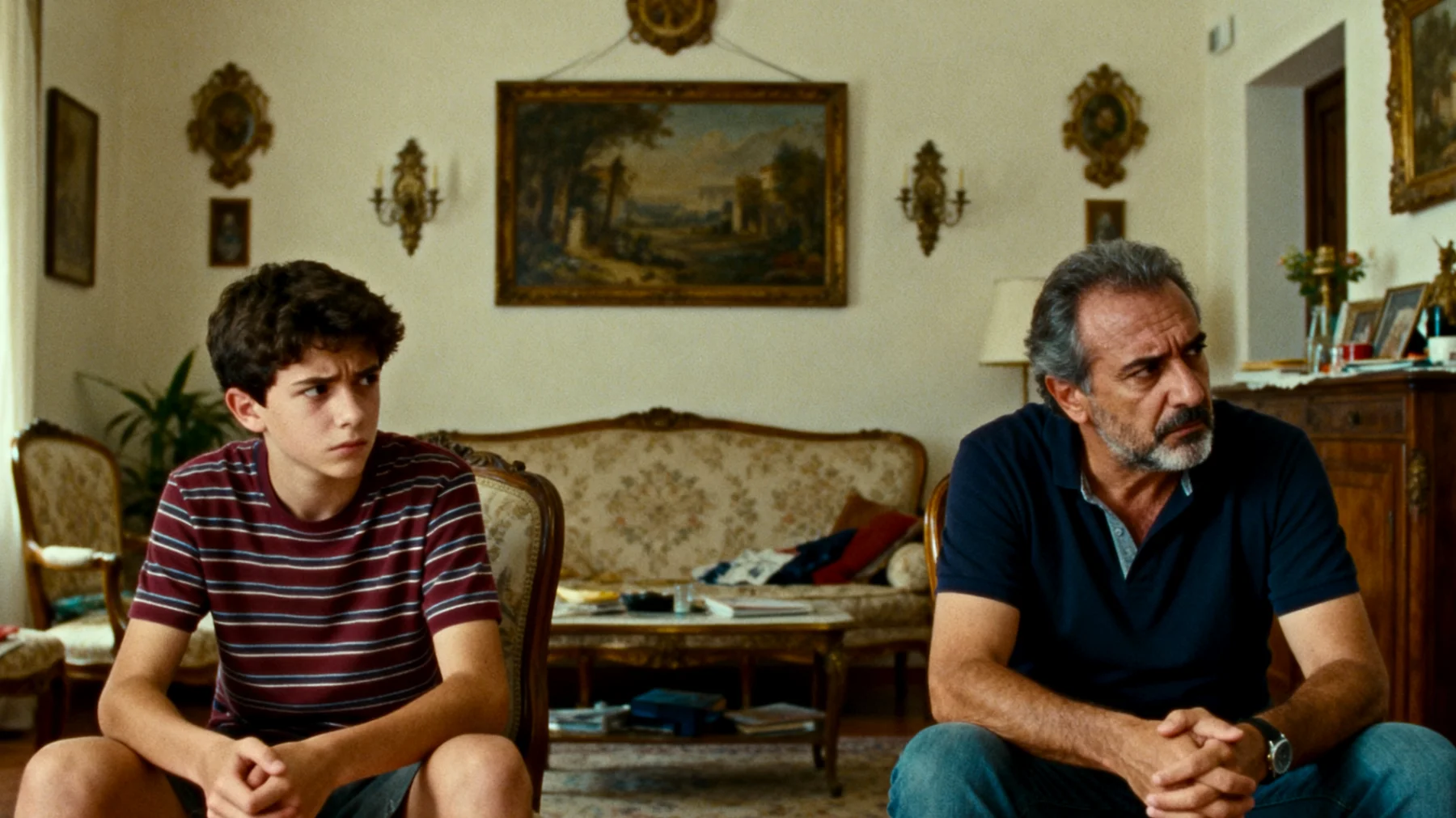 Papà che fatica a comprendere e accettare le scelte di vita, i valori e lo stile comunicativo dei figli adolescenti, sentendosi distante dalla loro realtà e generando incomprensioni reciproche"